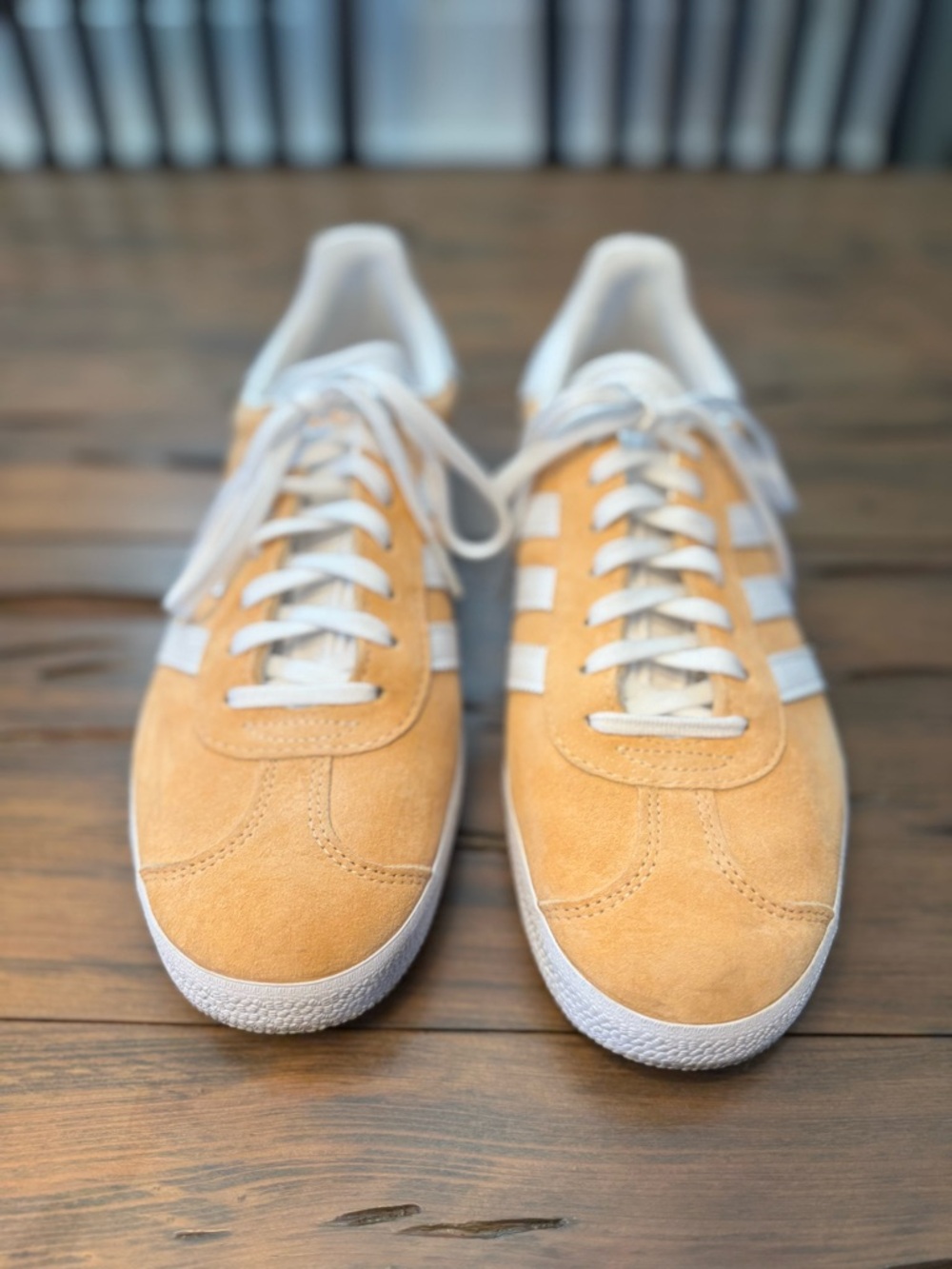 Adidas Gazelle Suede Sneakers W10 | Tan Beige with White Stripes